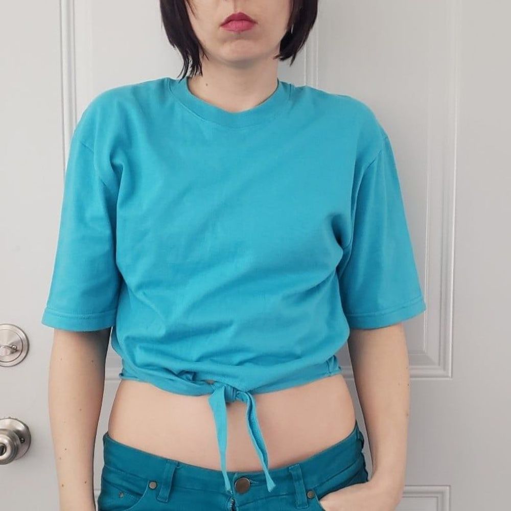 80s Blue‎ Tie Front Tee